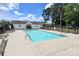 Community swimming pool and white pool house on a sunny day at 7024 Jane Parks Way, Charlotte, NC 28217