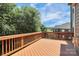 An outdoor deck features a natural wood stain with scenic views at 9011 Kensington Forest Dr, Harrisburg, NC 28075