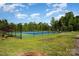 Community tennis court surrounded by trees and well-kept lawns at 915 Claires Creek Ln, Davidson, NC 28036