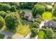 Breathtaking aerial view of a house surrounded by lush greenery showcasing its serene and private setting at 1115 Maremont Ct, Matthews, NC 28104