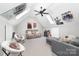 Attic living room featuring movie posters, skylights and unique chairs at 1115 Maremont Ct, Matthews, NC 28104
