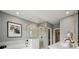 Luxurious bathroom featuring a glass-enclosed shower, soaking tub, and modern fixtures at 1213 Margo Mannor Dr, Fort Mill, SC 29708