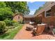 Relaxing backyard patio with brickwork, comfortable seating, manicured landscaping, and tranquil ambiance at 1226 Tarrington Ave, Charlotte, NC 28205