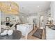 Open kitchen with a large center island, stainless steel appliances, white cabinetry, and seamless access to living spaces at 1315 Charles Ave, Charlotte, NC 28205