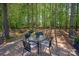 Outdoor patio setup with table, chairs, and wooded views, perfect for relaxation at 1543 Ab Moore Jr Dr, Indian Trail, NC 28079