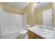 Bathroom featuring a vanity with sink, mirror, and a shower-tub combo at 1744 Marsley Ln, Rock Hill, SC 29730