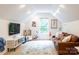 Inviting bonus room with a cozy couch, television, and carpet flooring, perfect for relaxation and entertainment at 1833 The Plz, Charlotte, NC 28205