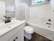 Bathroom featuring a shower and tub, white vanity, and black hardware at 263 Lauren Pines Dr, York, SC 29745