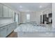 Modern kitchen with granite countertops, white cabinets, and stainless steel appliances at 427 Carolina Hemlock Dr, Locust, NC 28097