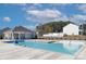 Community pool featuring multiple access points, a covered area with seating and a pool lift at 427 Carolina Hemlock Dr, Locust, NC 28097