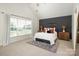Vaulted ceiling main bedroom with a modern rug, large window, and stylish decor creates a bright retreat at 5741 Bentgrass Run Dr, Charlotte, NC 28269