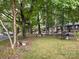 Community park featuring benches, mature trees, green grass, sidewalks, and neighborhood housing at 5809 Sharon Rd # G, Charlotte, NC 28210