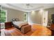 Bedroom with tray ceilings and ceiling fan at 7725 Whitmire Ln, Mint Hill, NC 28227