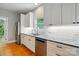 Kitchen featuring stainless steel appliances and white cabinets with dark hardware at 7725 Whitmire Ln, Mint Hill, NC 28227