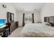 This bedroom features a bed, dresser with mirror, neutral walls, and a window with curtains at 1023 Valley Ridge Rd, Charlotte, NC 28214