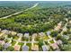 Sprawling aerial shot of homes nestled within a lush, green neighborhood with winding streets and mature trees at 10703 Back Ridge Rd, Charlotte, NC 28277