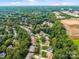 Wide aerial view of a suburban neighborhood with lush green trees and residential homes at 10703 Back Ridge Rd, Charlotte, NC 28277