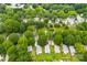 An aerial view of a charming neighborhood with mature trees and well-maintained lawns at 122 Pratt St, Belmont, NC 28012
