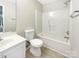 Clean bathroom featuring a shower-tub combination and a single sink vanity at 14123 Tranters Creek Ln, Charlotte, NC 28273