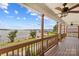 Enjoy lake views from a wood deck featuring a ceiling fan, and providing an inviting outdoor living space at 270 Yachtsman Dr, Salisbury, NC 28146