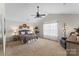 Spacious main bedroom with vaulted ceiling, neutral paint, ceiling fan, and ensuite bathroom at 515 Benford Ln, Stanley, NC 28164