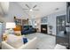 Inviting living room features a fireplace, large area rug, and comfortable seating for relaxing evenings at 5927 Leawood Run Ct, Charlotte, NC 28269