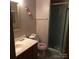 Cozy bathroom with tile shower, vanity, and pink accents, providing a unique retro touch at 600 Colby Cir, Salisbury, NC 28147