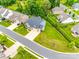 Aerial view of property showcasing landscaped yard, well-maintained homes, and neighborhood at 7026 Wyngate Pl, Lancaster, SC 29720