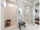 Modern bathroom featuring marble tile, glass shower, and stylish accents at 7026 Wyngate Pl, Lancaster, SC 29720