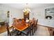 Elegant dining room with striped walls, a chandelier, and seating for eight, perfect for hosting gatherings at 1518 Appaloosa Way, Gastonia, NC 28056