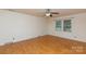 Bedroom featuring a ceiling fan, window with blinds, and hardwood floors at 2605 Camelot Dr, Rock Hill, SC 29732