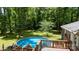 Backyard features a refreshing above-ground pool, perfect for relaxation at 2605 Camelot Dr, Rock Hill, SC 29732