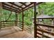 Wooden back deck with railing overlooking natural foliage, creating a peaceful outdoor space at 2951 Evergreen Trl, Vale, NC 28168