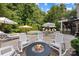 Backyard with patio, fire pit, outdoor seating, pool, and spiral staircase at 362 Windell Dr # 67, Fort Mill, SC 29708