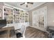 Bright office with built-in bookcase, wood floors, French doors and natural light at 362 Windell Dr # 67, Fort Mill, SC 29708
