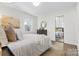 Neutral bedroom showcasing hardwood floors, a window, and a mirrored closet at 3726 The Plaza None, Charlotte, NC 28205
