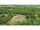 Picturesque aerial view of a house nestled in a verdant forest, ensuring complete privacy and serenity at 4518 Logging Rd, Lancaster, SC 29720