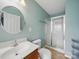 Bathroom with vanity, toilet, and shower with glass enclosure at 9564 Kings Parade Blvd, Charlotte, NC 28273