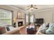 Inviting living room with a cozy fireplace, plush seating, and large windows providing ample natural light at 10306 Madison Park Dr, Charlotte, NC 28269