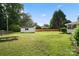 Grassy backyard featuring a small white storage shed in a fenced in yard at 1155 Melrose Dr, Rock Hill, SC 29732