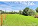 Lush green backyard surrounded by mature trees and a wooden fence at 117 Autumn Woods Dr, Kings Mountain, NC 28086
