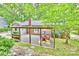 Outdoor patio area with a wooden pergola, dining set, and gravel ground cover for outdoor entertaining at 1230 Somersby Ln, Matthews, NC 28105