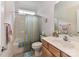 Bathroom featuring a vanity and tiled shower at 147 Wren Hill Dr, Mooresville, NC 28115