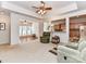 Open-concept living area with a ceiling fan, connecting to the kitchen and other living spaces at 147 Wren Hill Dr, Mooresville, NC 28115