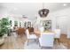 Open-concept living space featuring a cozy living room and adjacent dining area with stylish chandelier at 1490 White Hall Pl, Gastonia, NC 28056
