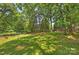 Lush backyard with mature trees and shed, offering a serene and private outdoor retreat at 2301 Seth Thomas Rd, Charlotte, NC 28210