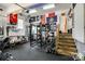 Spacious home gym garage with weights and workout equipment at 4712 Amberside Dr, Rock Hill, SC 29732