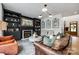 Stylish living room with a fireplace, built-in bookshelves, hardwood floors, and comfortable seating at 4712 Amberside Dr, Rock Hill, SC 29732