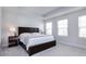 Spacious main bedroom with a tray ceiling, carpeted floor, and large windows at 512 Morrows Turnout Way, Pineville, NC 28134