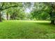 Lush green backyard with a mix of trees and open space, surrounded by a chain-link fence at 520 Eastwood Park Cir, Albemarle, NC 28001